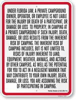 Flordia Liability Campground Sign 