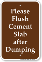 Flush Cement Slab After Dumping Campground Sign