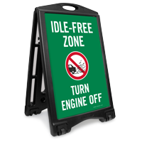 Idle-Free Zone, Turn Engine Off Portable Sidewalk Sign