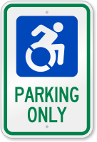 Parking Only Sign With Modified ISA Symbol