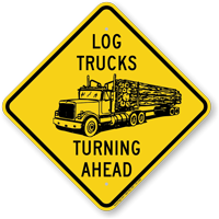 Log Trucks Turning Ahead Sign