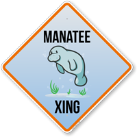 Manatee Crossing Sign With Symbol