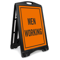 Men Working Portable Sidewalk Sign