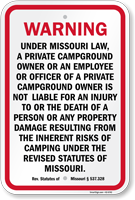 Missouri Liability Campground Sign