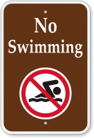 No Swimming with Graphic Campground Sign