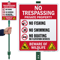 No Trespassing Beware Of Wildlife LawnBoss Sign