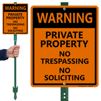 No Trespassing No Soliciting Sign