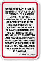 Ohio Liability Campground Sign