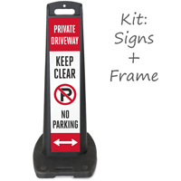 Private Driveway Keep Clear LotBoss Portable Sign Kit