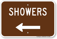 Showers in Left, Campground Guide Sign