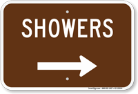 Showers in Right, Campground Guide Sign