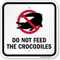 Square Do Not Feed The Crocodiles With General Prohibition Symbol Sign