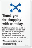 Thank You For Shopping With Us Today Sign Panel