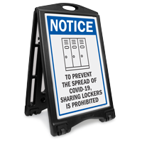 To Prevent The Spread Sharing Lockers Is Prohibited Sidewalk Sign