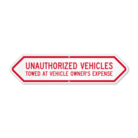 Unauthorized Vehicles Towed Sign