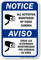 Notice Bilingual Video Camera Sign