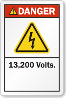 13 200 Volts ANSI Danger Label