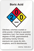 Boric Acid NFPA Chemical Label
