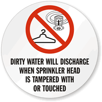 No Hangers On Sprinkler Lines Label