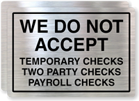 Temporary Checks Two Party Checks Not Accepted Label