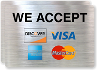 We Accept Visa MasterCard Discover American Express Label