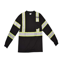 Non-Rated Black Birdseye Polyester Long Sleeve Shirt with Reflective Tape