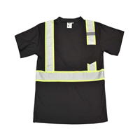 Non-Rated Black Birdseye Polyester Short Sleeve Shirt with Reflective Tape