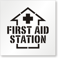 First Aid Station Arrow Stencil