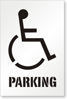 Handicap Parking (With Graphic) Sign Pavement Stencil