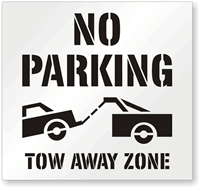 No Parking Tow Away Zone Stencil