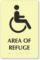Area Of Refuge TactileTouch Braille Glow Sign