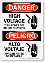 High Voltage, Turn Power Off Before Servicing Sign
