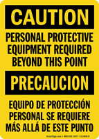 Bilingual PPE Required Beyond This Point Sign