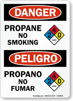 Propane No Smoking Propano No Fumar Bilingual Sign
