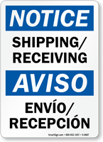 Bilingual Shipping Receiving OSHA Notice Sign