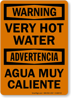Very Hot Water Agua Muy Caliente Bilingual Sign