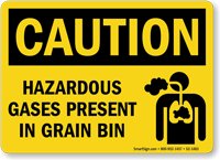 Caution Hazardous Gases Present In Grain Bin Sign