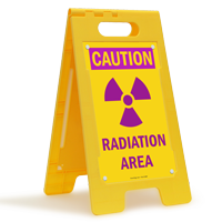 Caution Radiation Area with Graphic Free Standing Sign