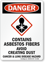 Contains Asbestos Fibers, Avoid Creating Dust Danger Sign
