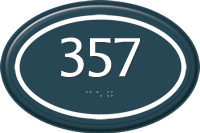 Contour Custom Braille Room Numbers Sign Oval Shaped with Border