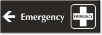 Emergency Engraved Sign First Aid Cross Left Arrow Symbol