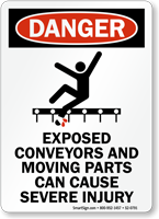 Exposed Conveyors Moving Parts Cause Severe Injury Sign