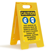 Wear Face Shields Goggles During Grinding, Floor Sign