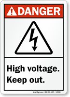 Danger (ANSI) High Voltage Keep Out Sign