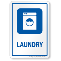 Laundry Sign with Washing Machine Symbol