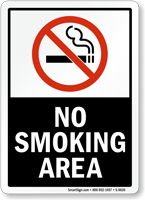 No Smoking Area (symbol)  black Sign