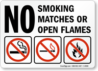 No Smoking Matches Open Flames (symbols) Sign