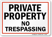 Private Property No Trespassing Sign