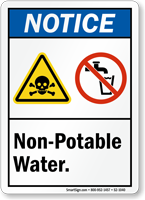 Non Potable Waters Notice Sign