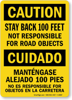 Stay Back 100 Feet Bilingual Sign
